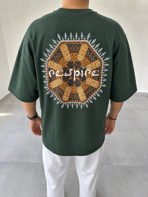 Atlas Mosaic T-Shirt Burgundy – Front view