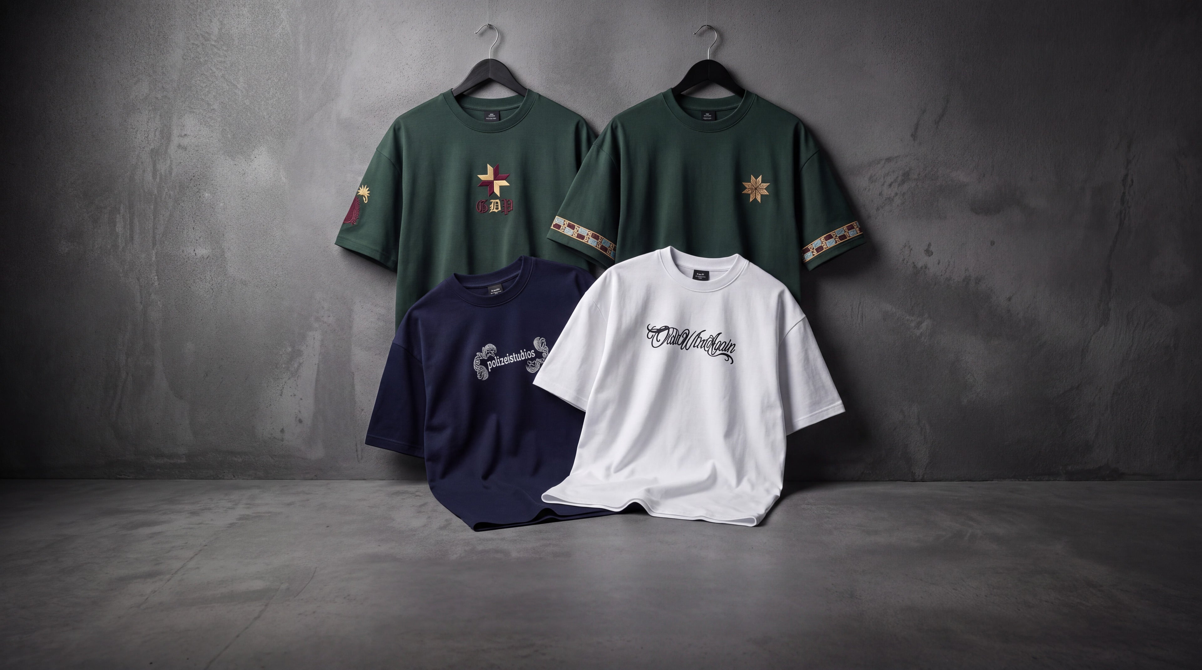 Four of our latest oversized streetwear tees — new arrivals